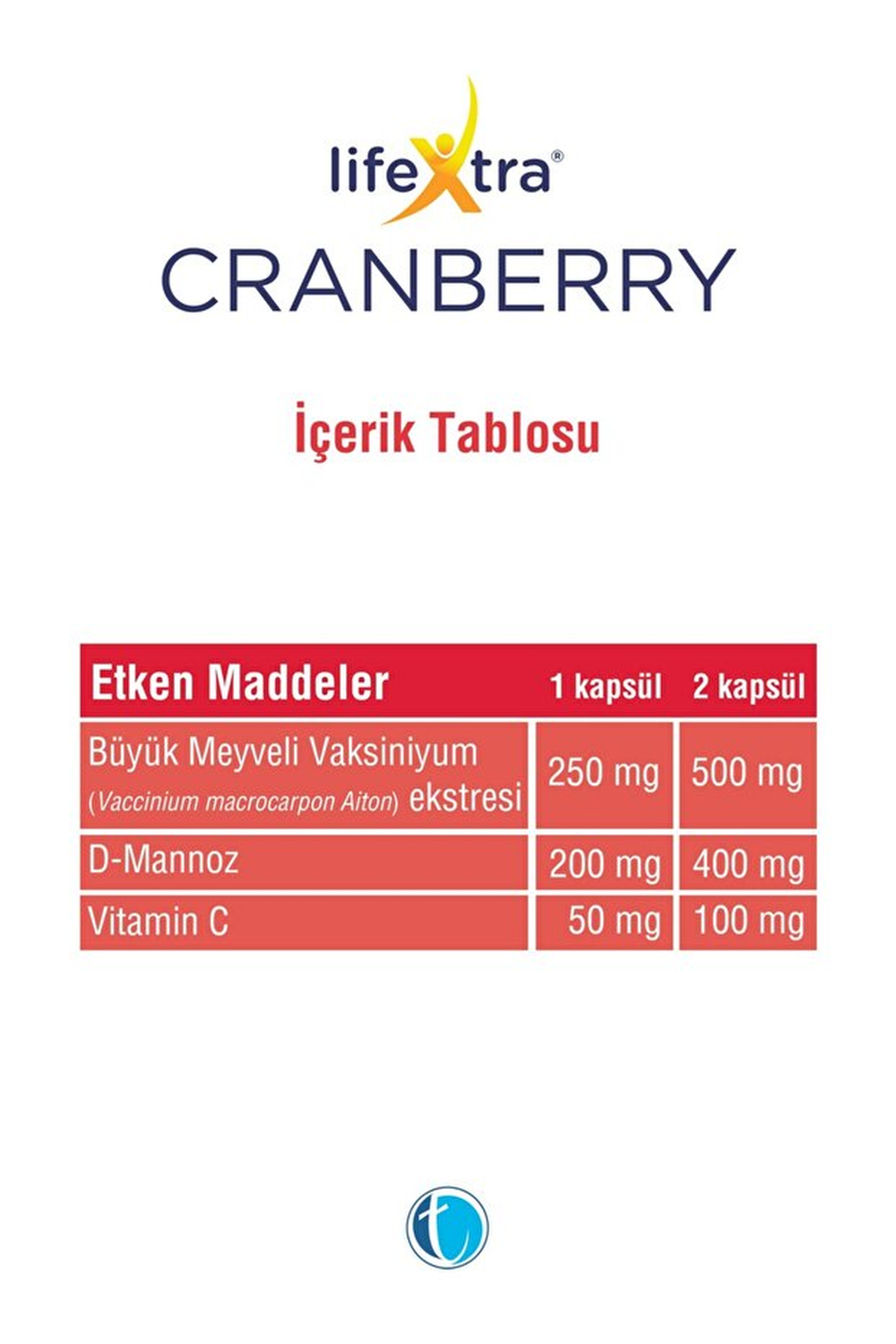 LifeXtra Cranberry 30 Kapsül