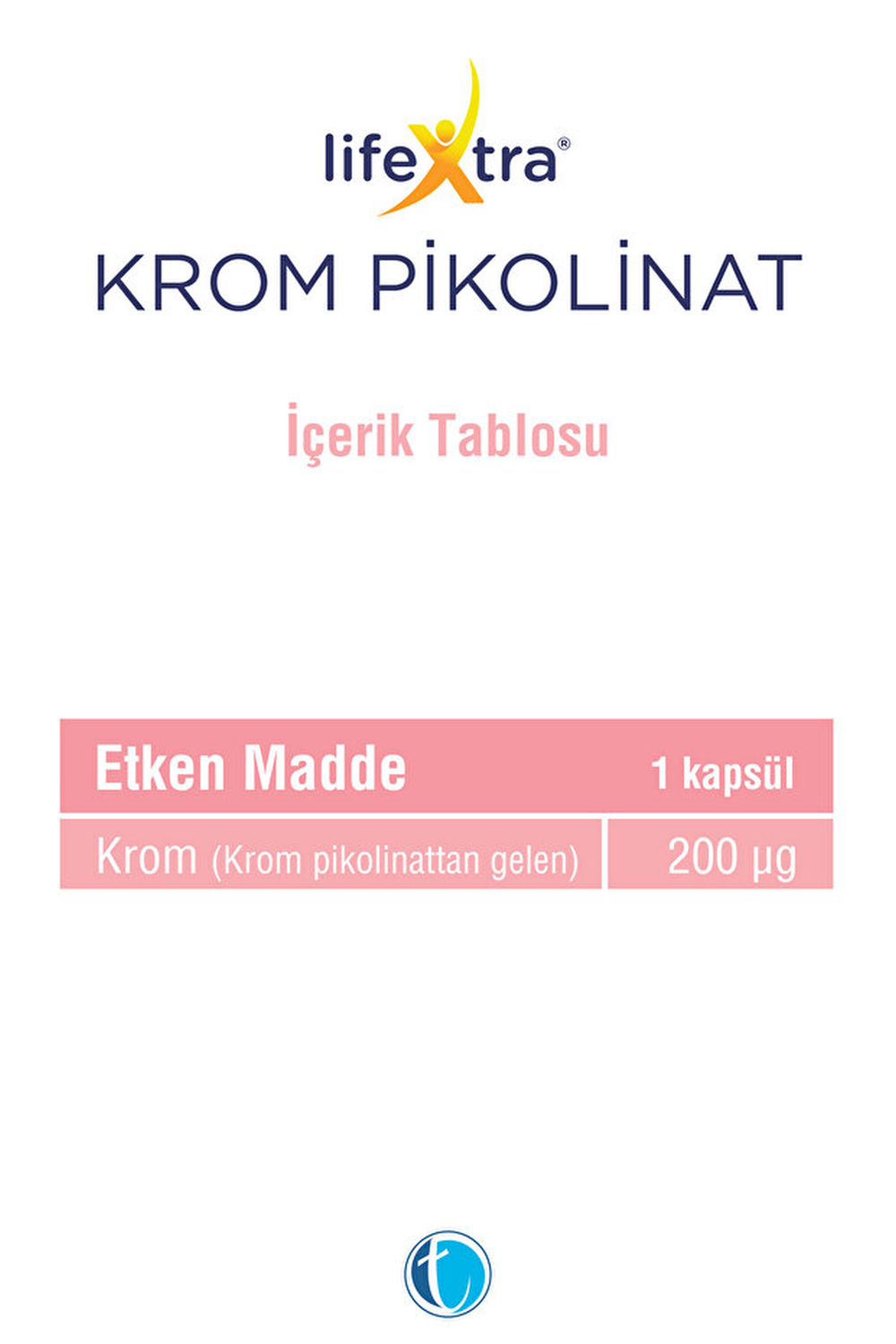 LifeXtra Krom Pikolinat 200 mcg 90 Kapsül