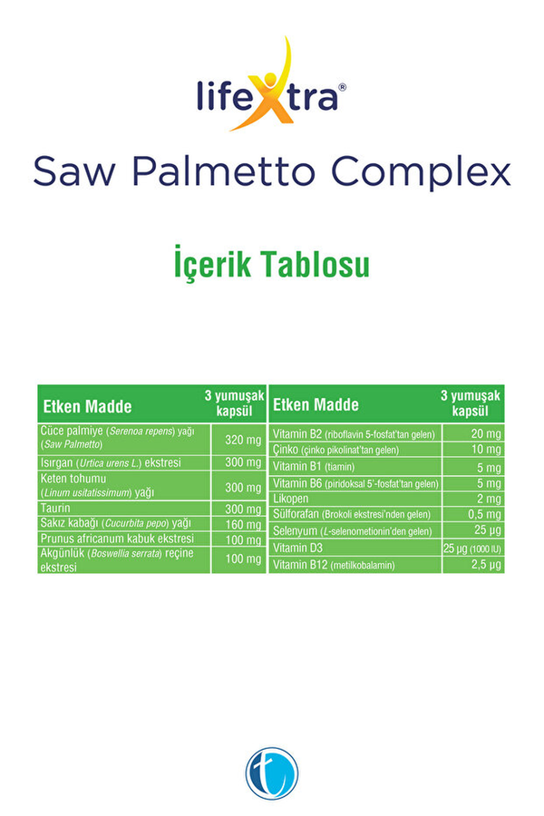 LifeXtra Saw Palmetto Complex 30 Kapsül