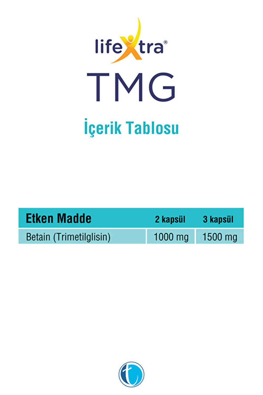 LifeXtra TMG 500 mg 60 Kapsül