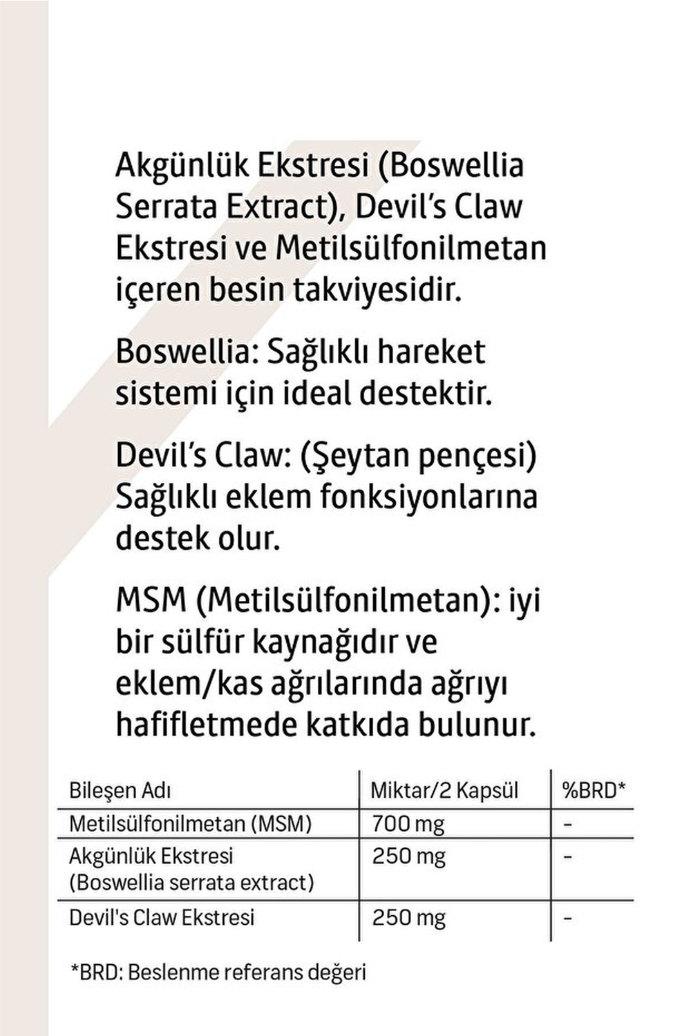 LiveYourself Boswellia Devil’s Claw MSM 60 Kapsül