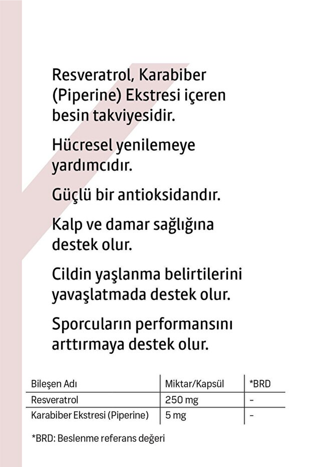 LiveYourself Resveratrol Piperine 30 Kapsül