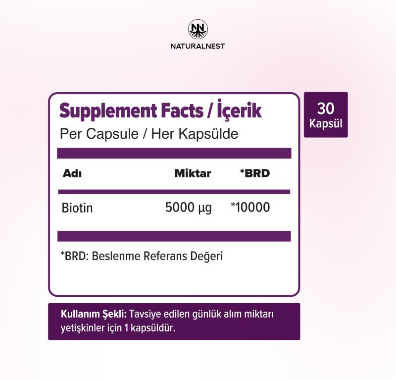Naturalnest Biotin 5000 mcg 30 Kapsül