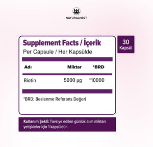 Naturalnest Biotin 5000 mcg 30 Kapsül