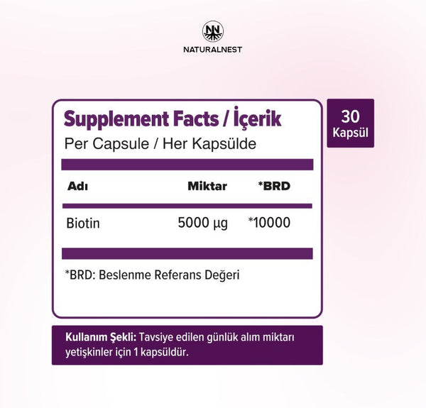 Naturalnest Biotin 5000 mcg 30 Kapsül