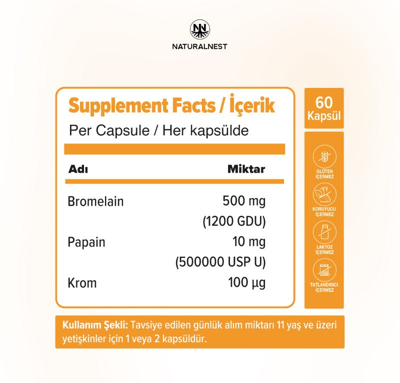 Naturalnest Bromelain Plus 60 Kapsül