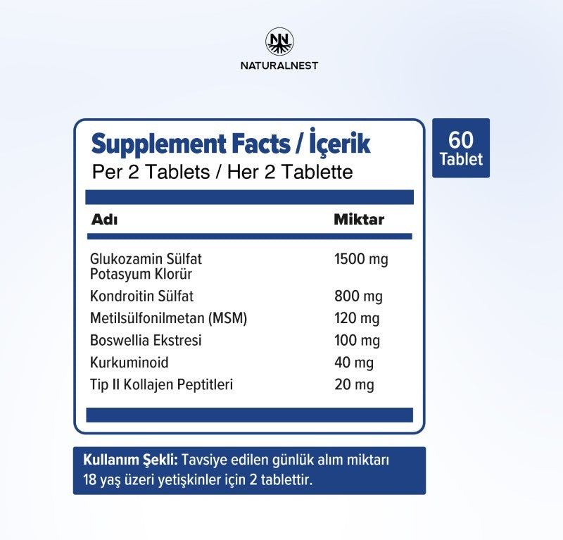 Naturalnest Glucosamine Chondroitin Curcumin & MSM 60 Tablet