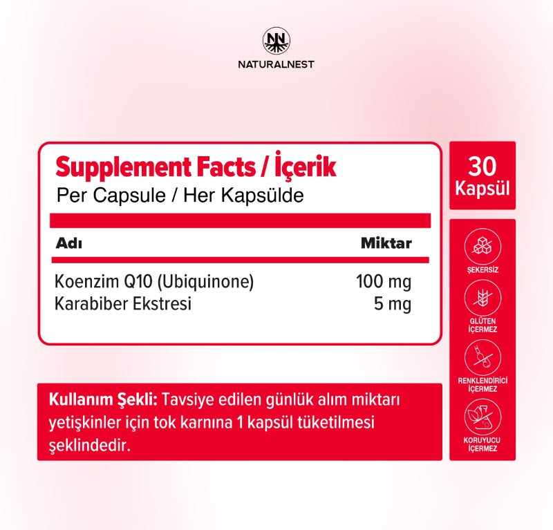 Naturalnest Koenzim Q-10 100 mg 30 Kapsül