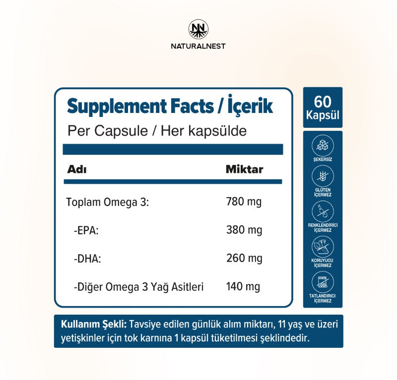 Naturalnest Omega-3 1200 mg 60 Kapsül