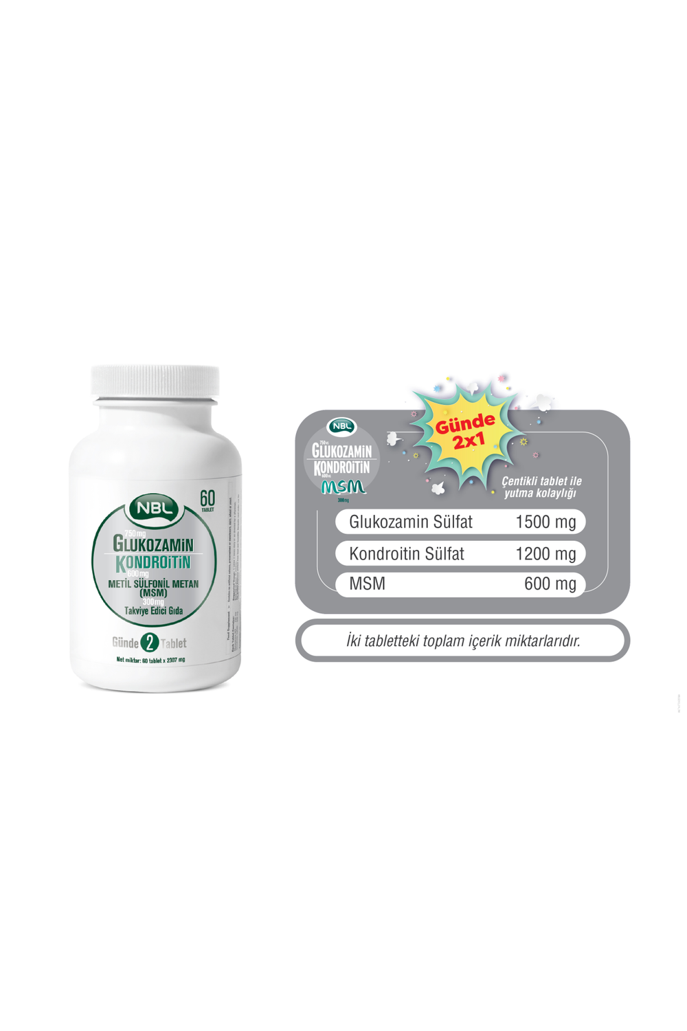 NBL Glukozamin Kondroitin MSM 60 Tablet