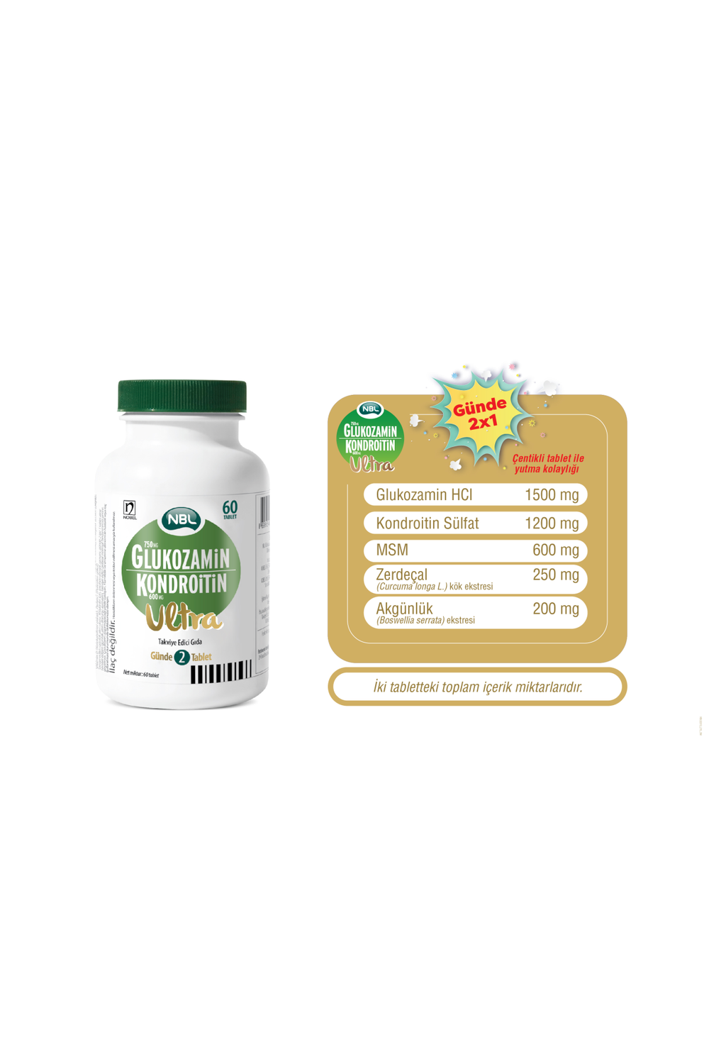 NBL Glukozamin Kondroitin Ultra 60 Tablet