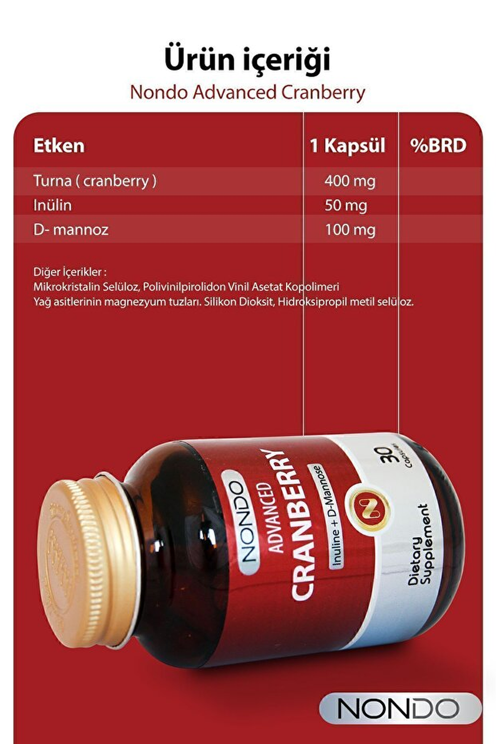 Nondo Advanced Cranberry 30 Kapsül
