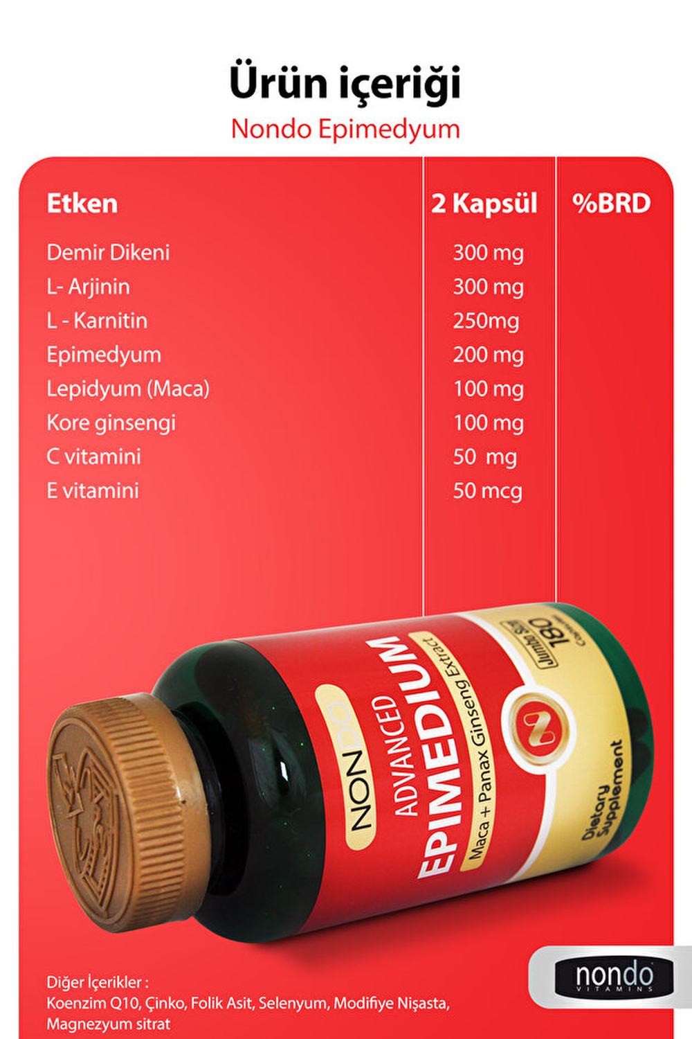 Nondo Advanced Epimedyum Jumbo Boy 180 Kapsül