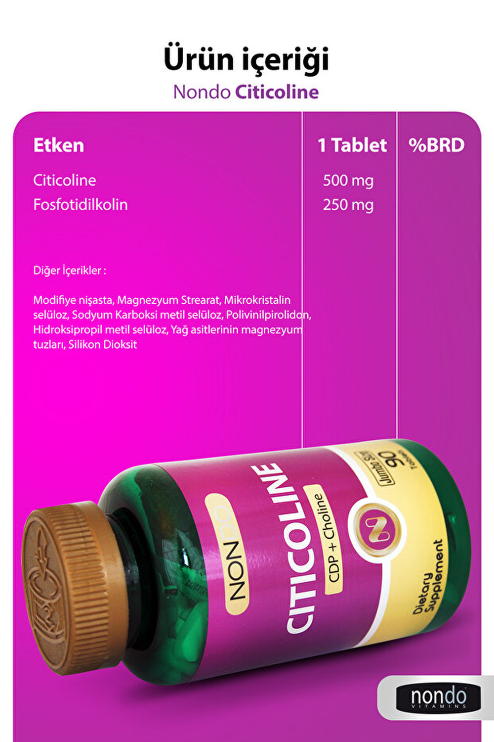 Nondo Citicoline Jumbo Size 90 Tablet