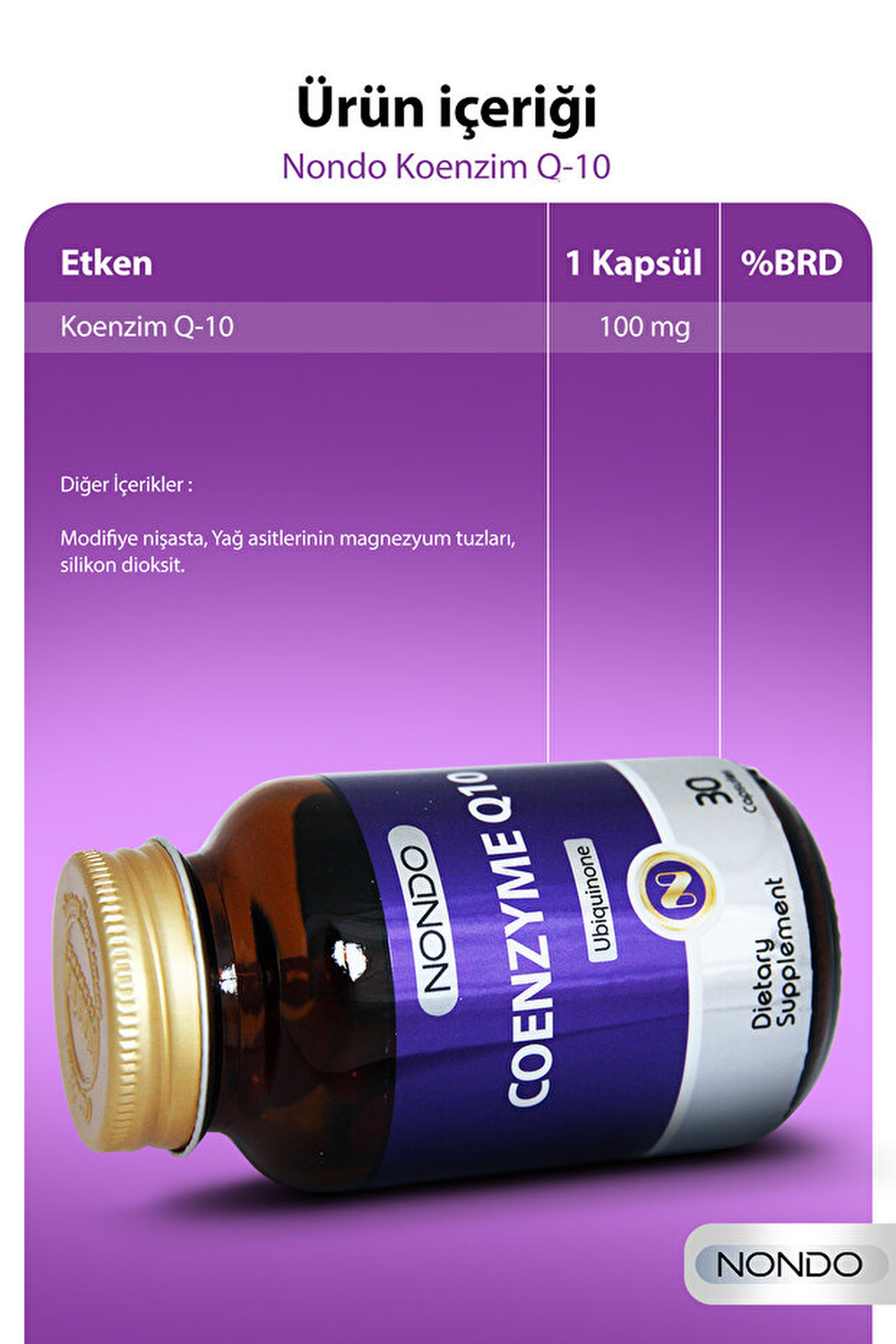 Nondo Koenzim Q-10 100 mg 30 Kapsül