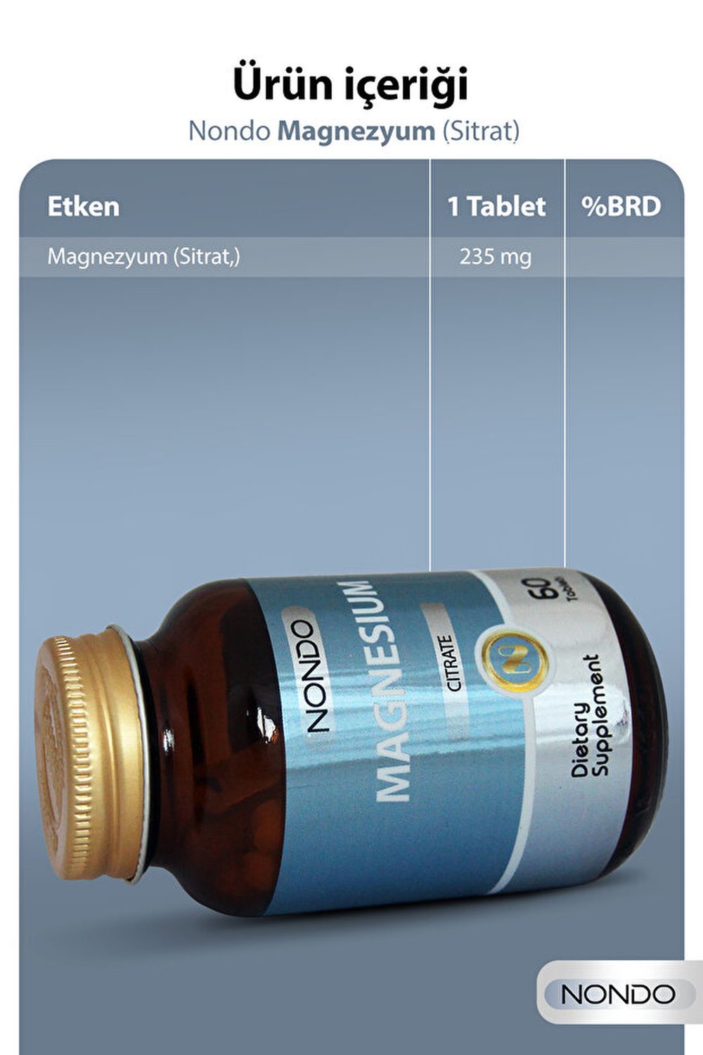 Nondo Magnezyum Sitrat 60 Tablet