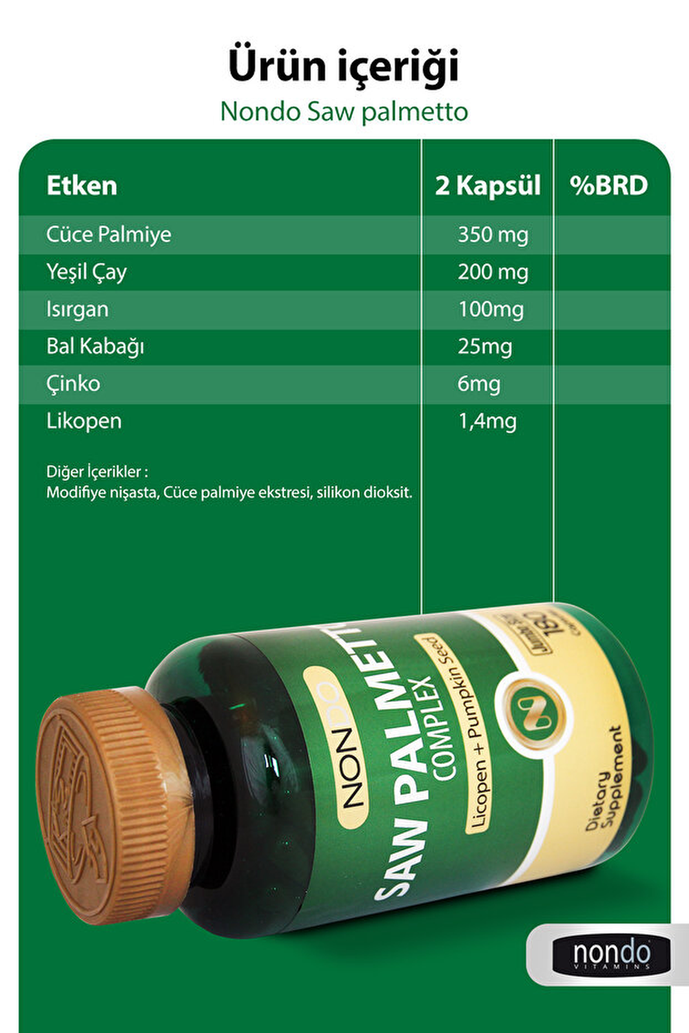 Nondo Saw Palmetto Kompleks Jumbo Size 180 Kapsül