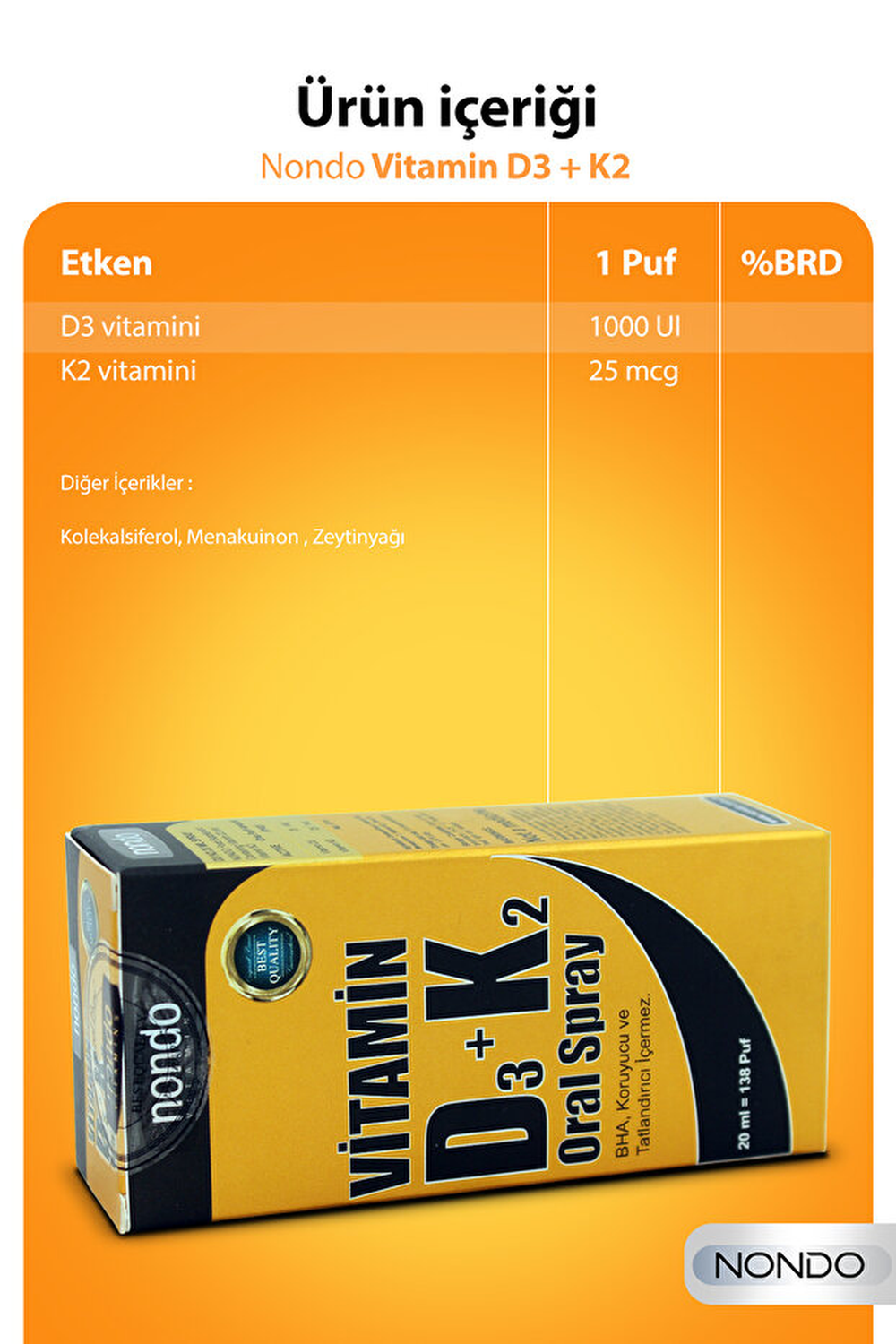 Nondo Vitamin D3 & K2 20 ml