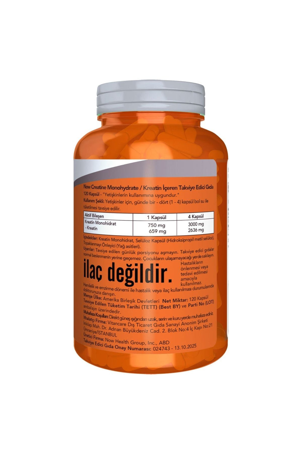 Now Creatine Monohydrate 750 mg 120 Kapsül
