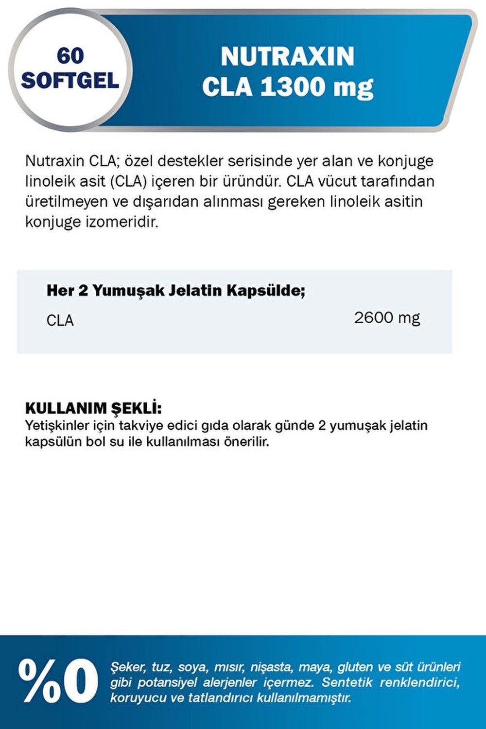 Nutraxin CLA 1300 mg 60 Soft Jel