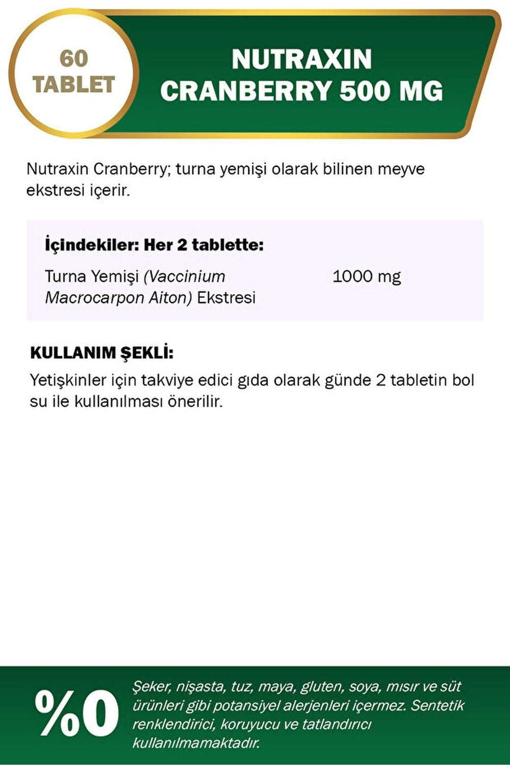 Nutraxin Cranberry 500 mg 60 Tablet