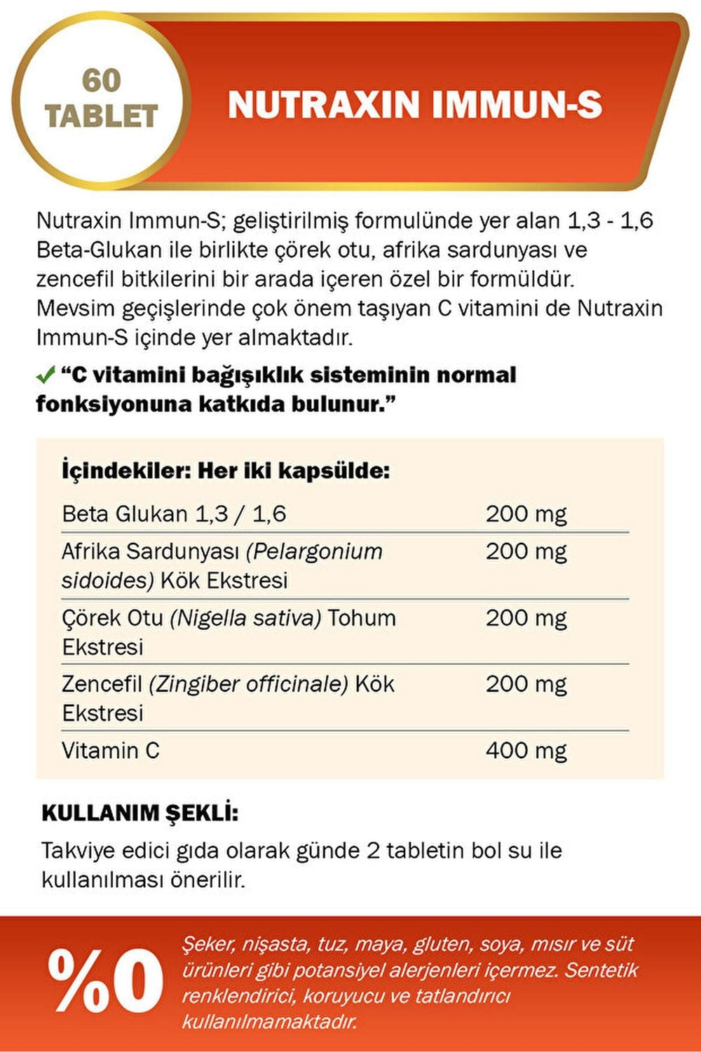 Nutraxin Immun-S 60 Tablet