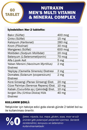 Nutraxin Multi Vitamin Complex Men's 60 Tablet