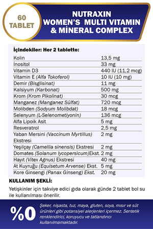 Nutraxin Multi Vitamin Complex Women's 60 Tablet