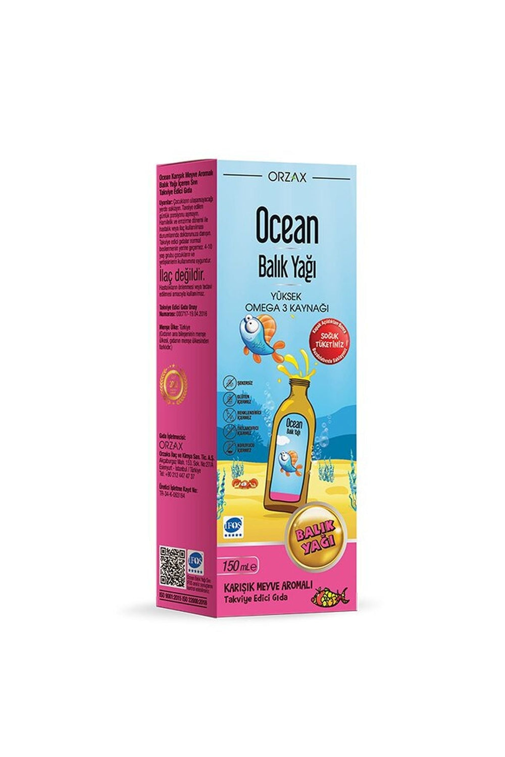 Orzax Ocean Balık Yağı Karışık Meyve Aromalı 150 ml