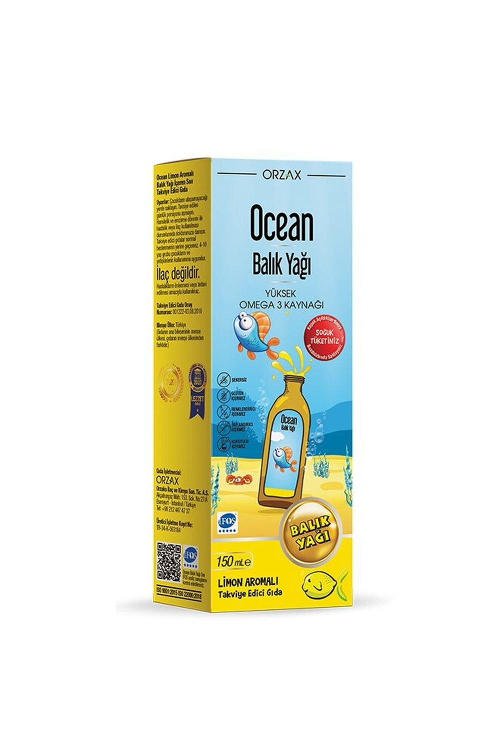 Orzax Ocean Balık Yağı Limon Aromalı 150 ml