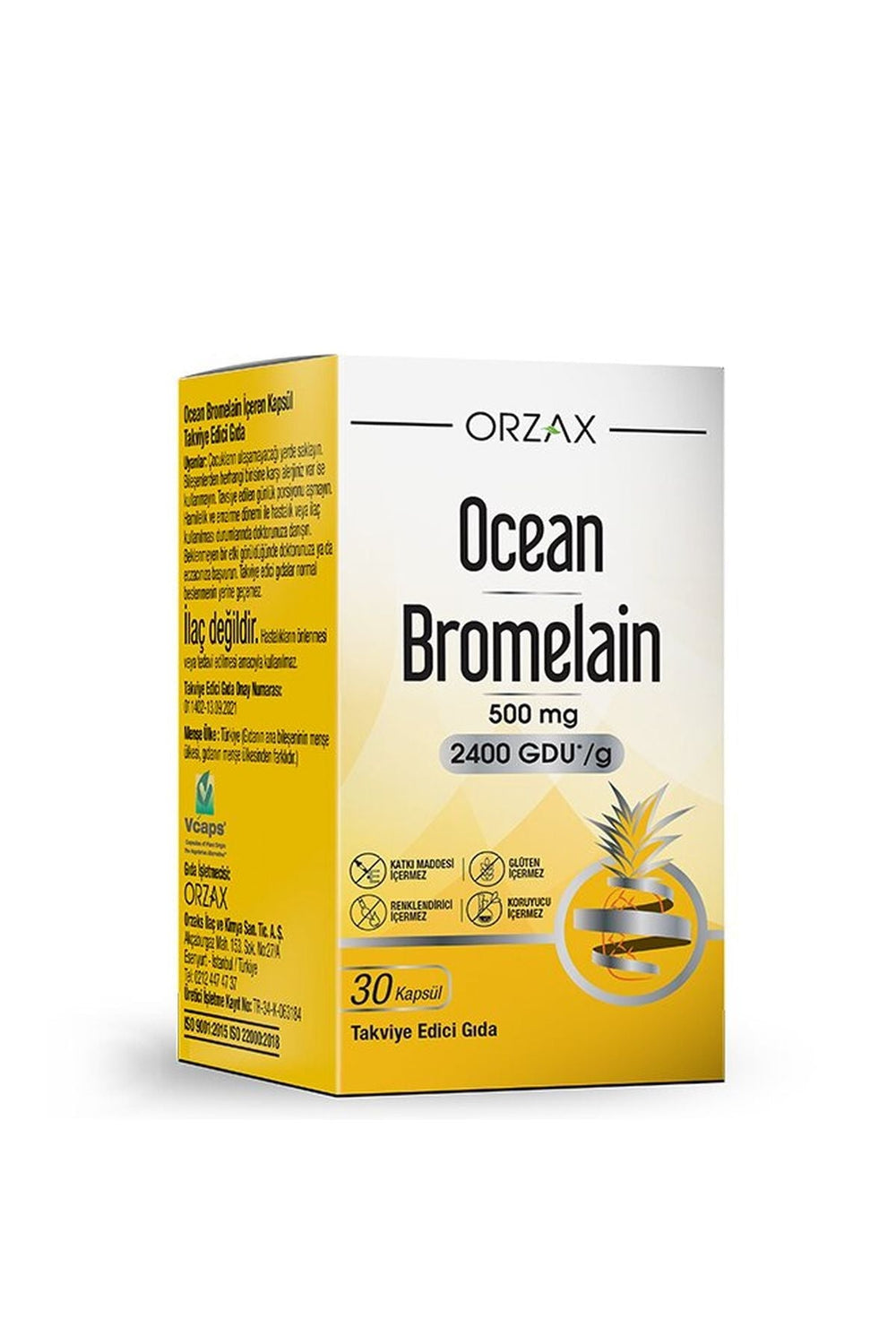 Orzax Ocean Bromelain 500 mg 30 Kapsül