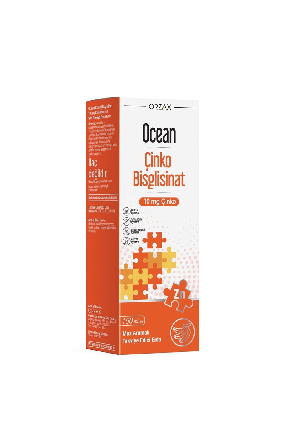 Orzax Ocean Çinko Bisglisinat 10 mg 150 ml
