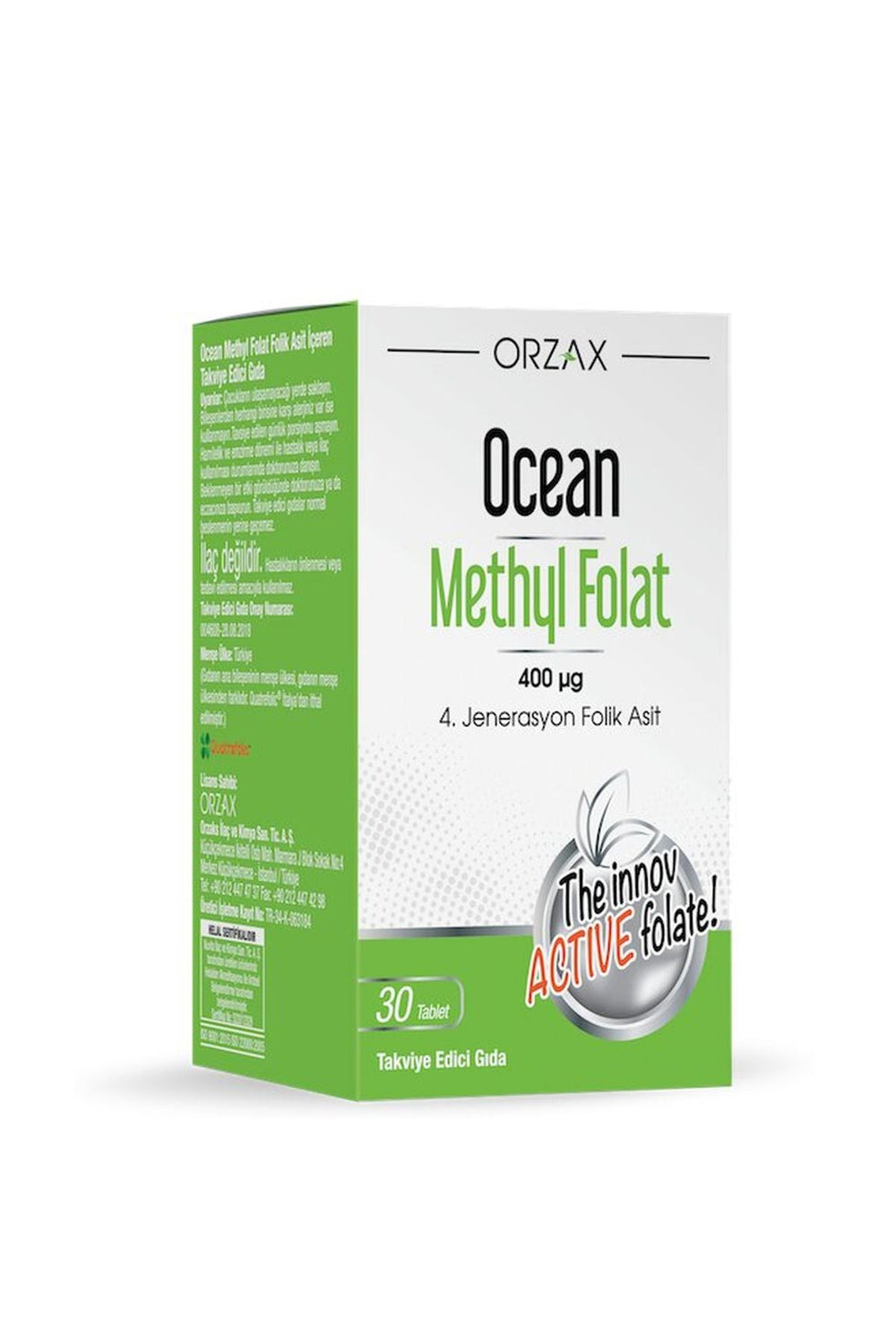 Orzax Ocean Mehtyl Folat 400 mcg 30 Tablet