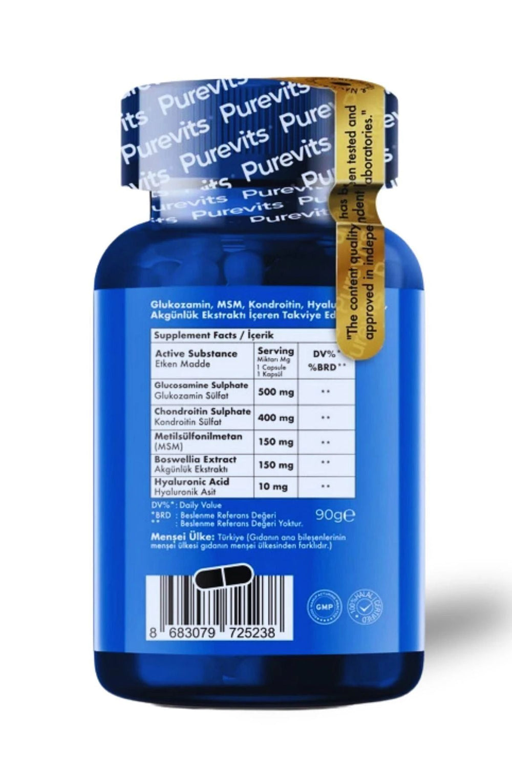 Purevits Glucosamine-Chondroitin-MSM-Boswellia-Hyaluronik Asit 60 Tablet