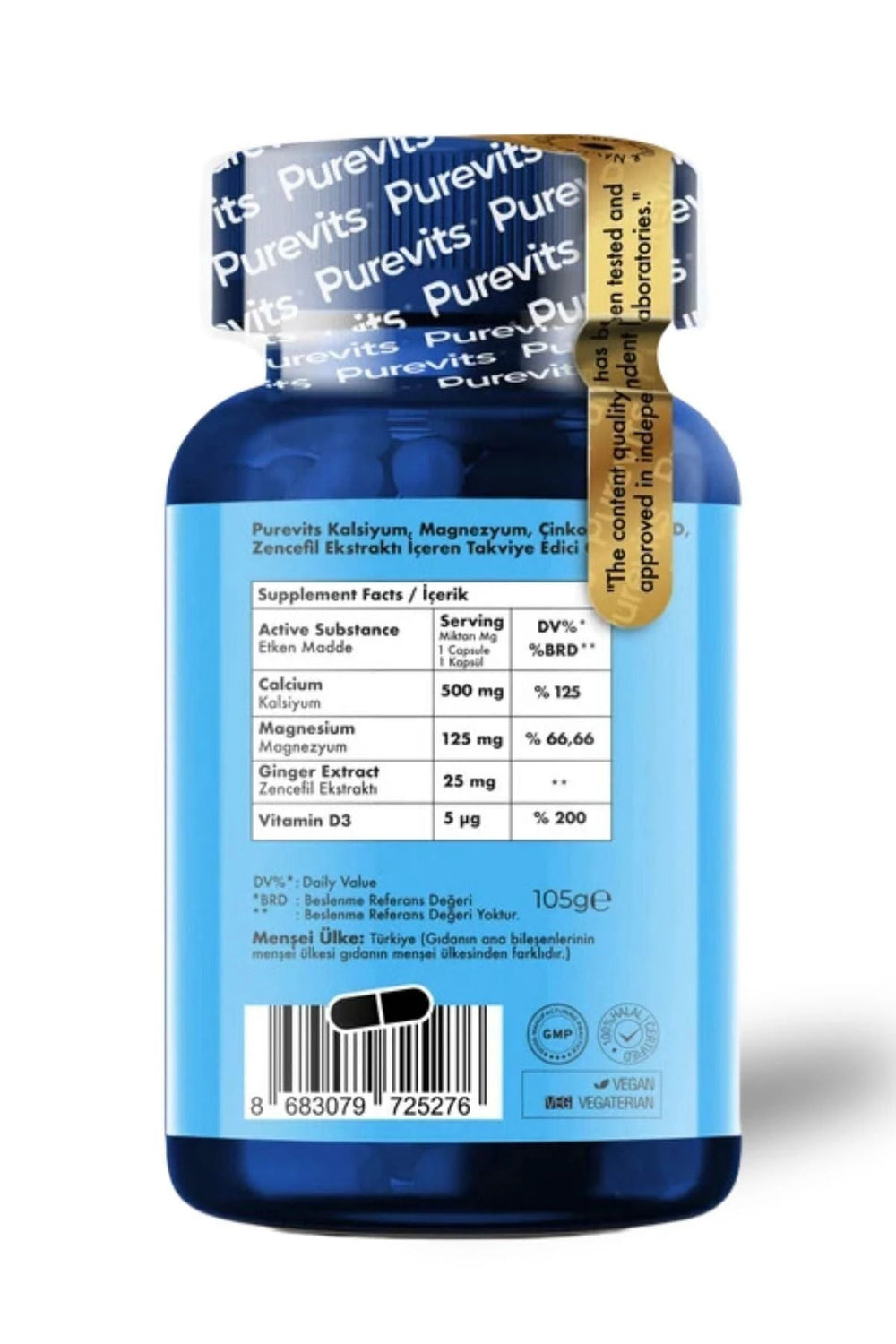 Purevits Kalsiyum-Magnezyum-Çinko-Vitamin D Plus 60 Tablet