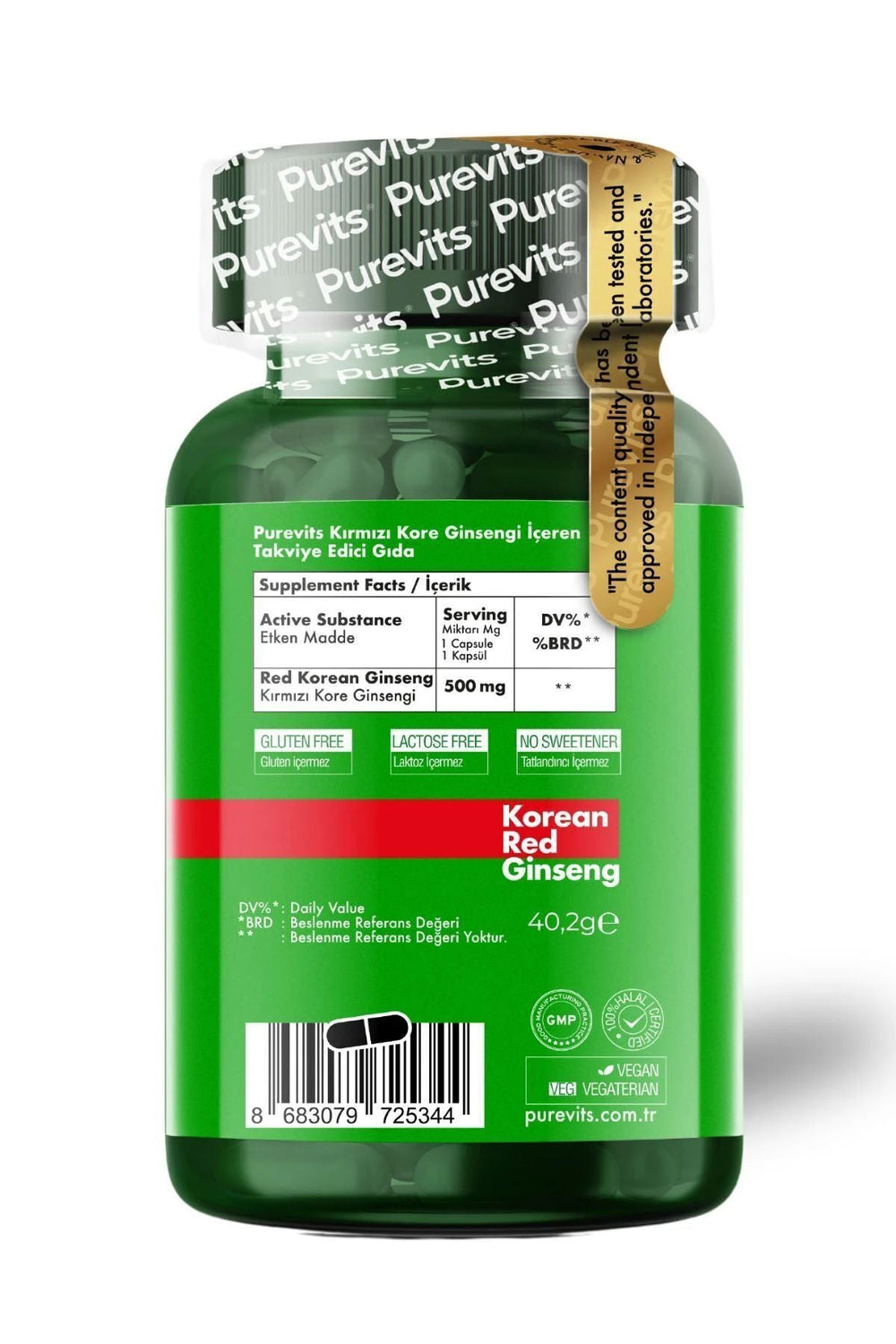 Purevits Kırmızı Kore Ginseng 500 mg 60 Kapsül