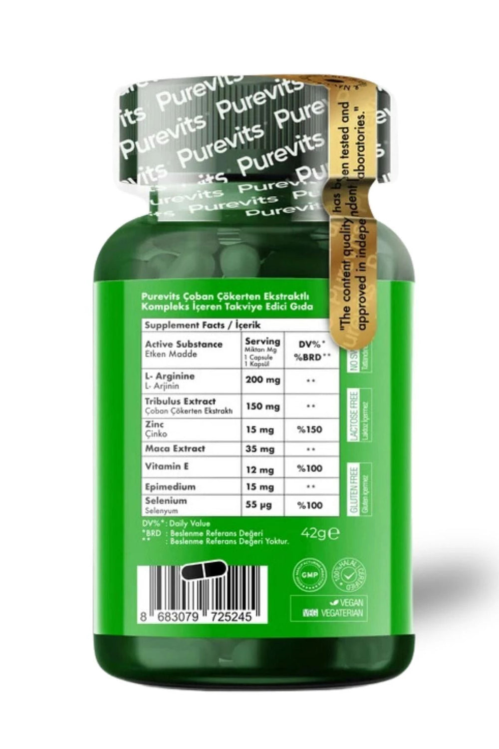 Purevits Tribulus Formen Complex Two Factor 60 Kapsül