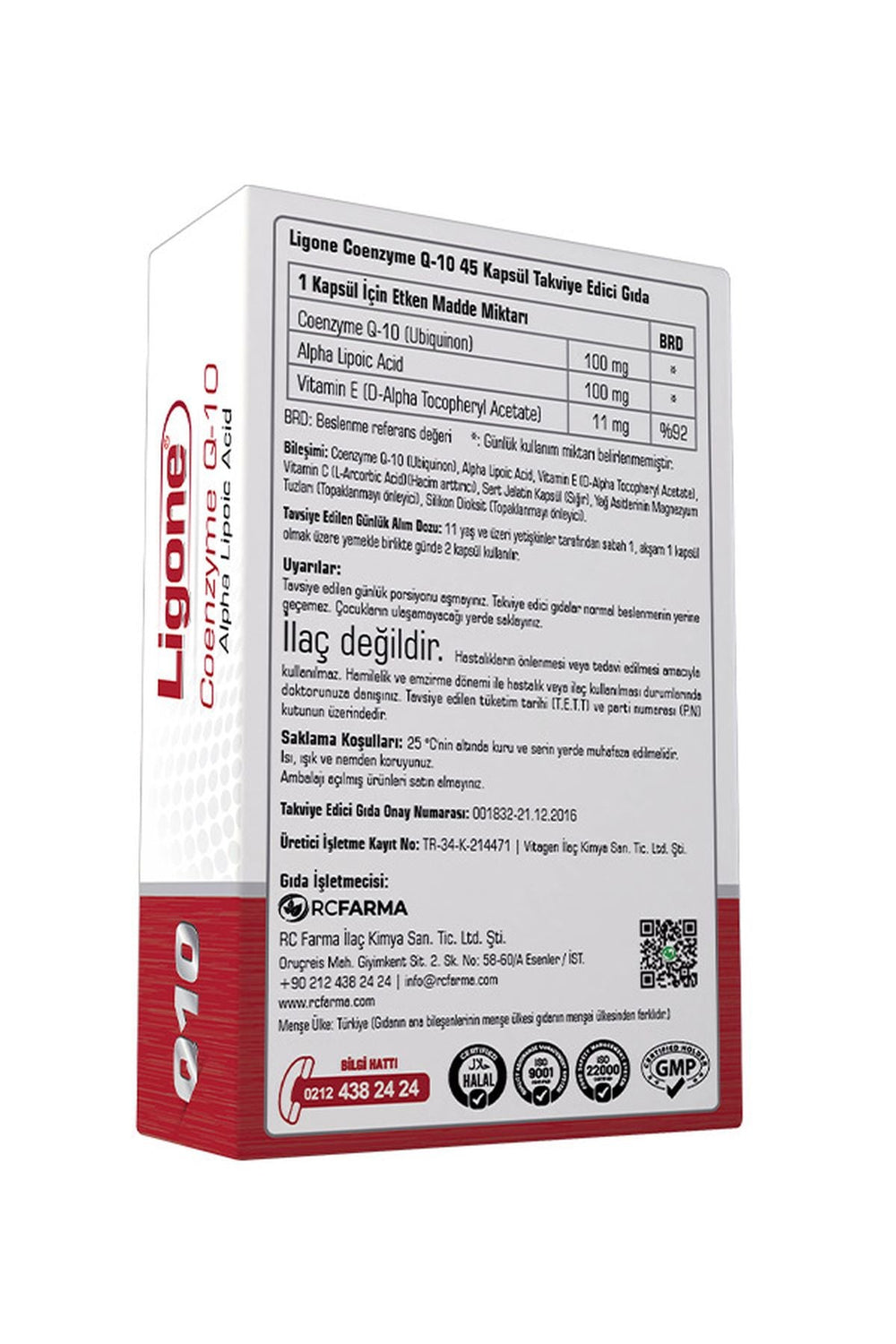 RC Farma Ligone Coenzyme Q-10 100 mg 45 Kapsül