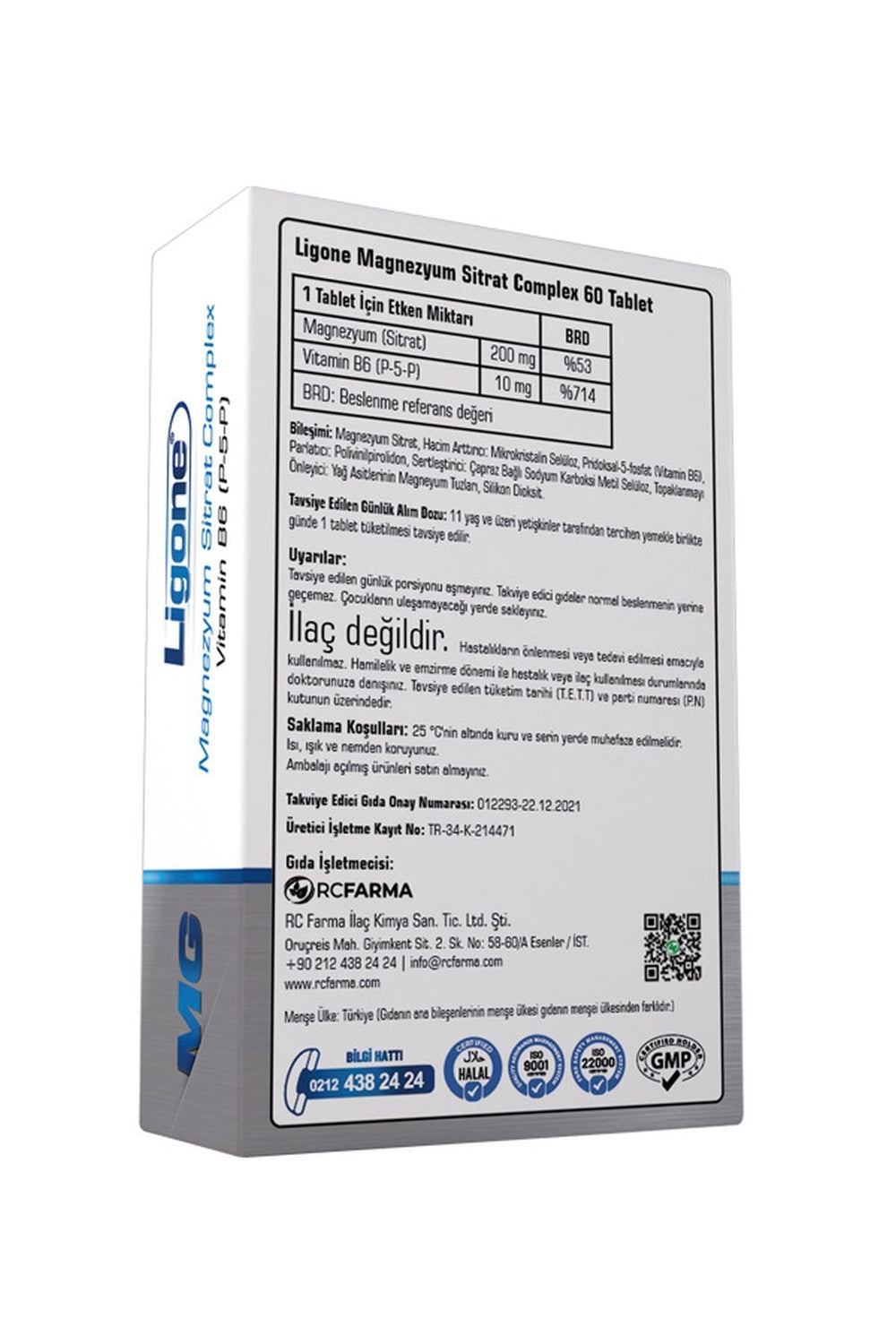 RC Farma Ligone Magnezyum Sitrat Complex 60 Tablet