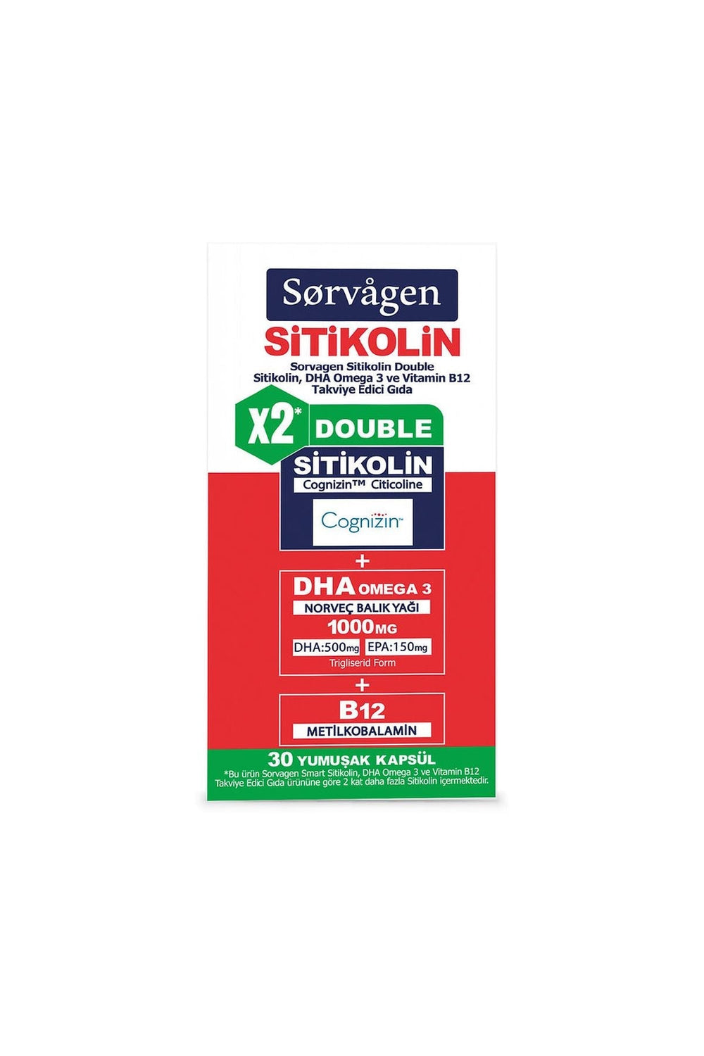 Sorvagen Sitikolin Double 30 Kapsül