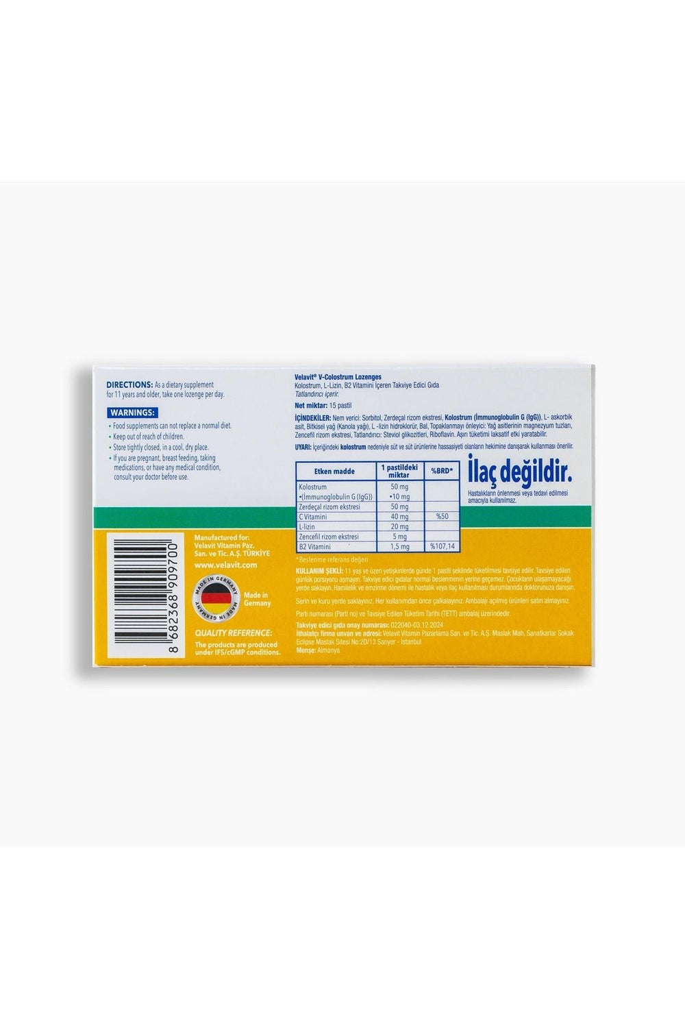 Velavit V-Colostrum Lozenges 15 Pastil