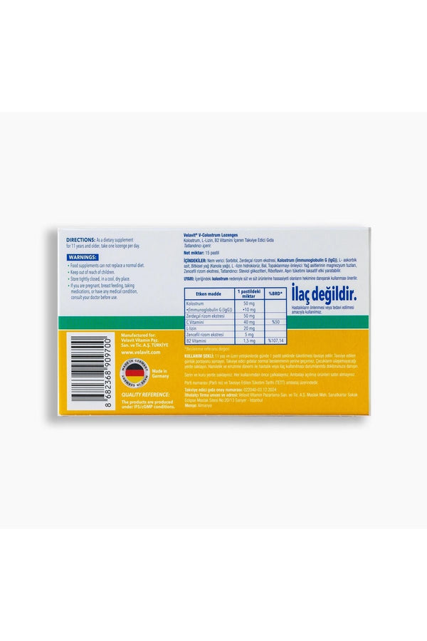 Velavit V-Colostrum Lozenges 15 Pastil