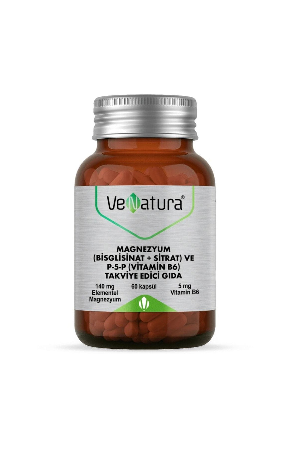Venatura Magnezyum (Bisglisinat + Sitrat) ve P5P (Vitamin B6) 60 Kapsül