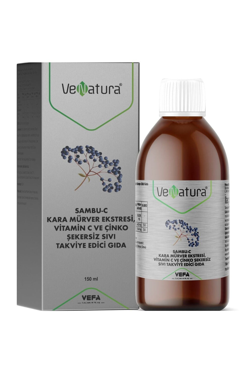 Venatura Sambu-C Kara Mürver Ekstresi, Vitamin C ve Çinko 150 ml