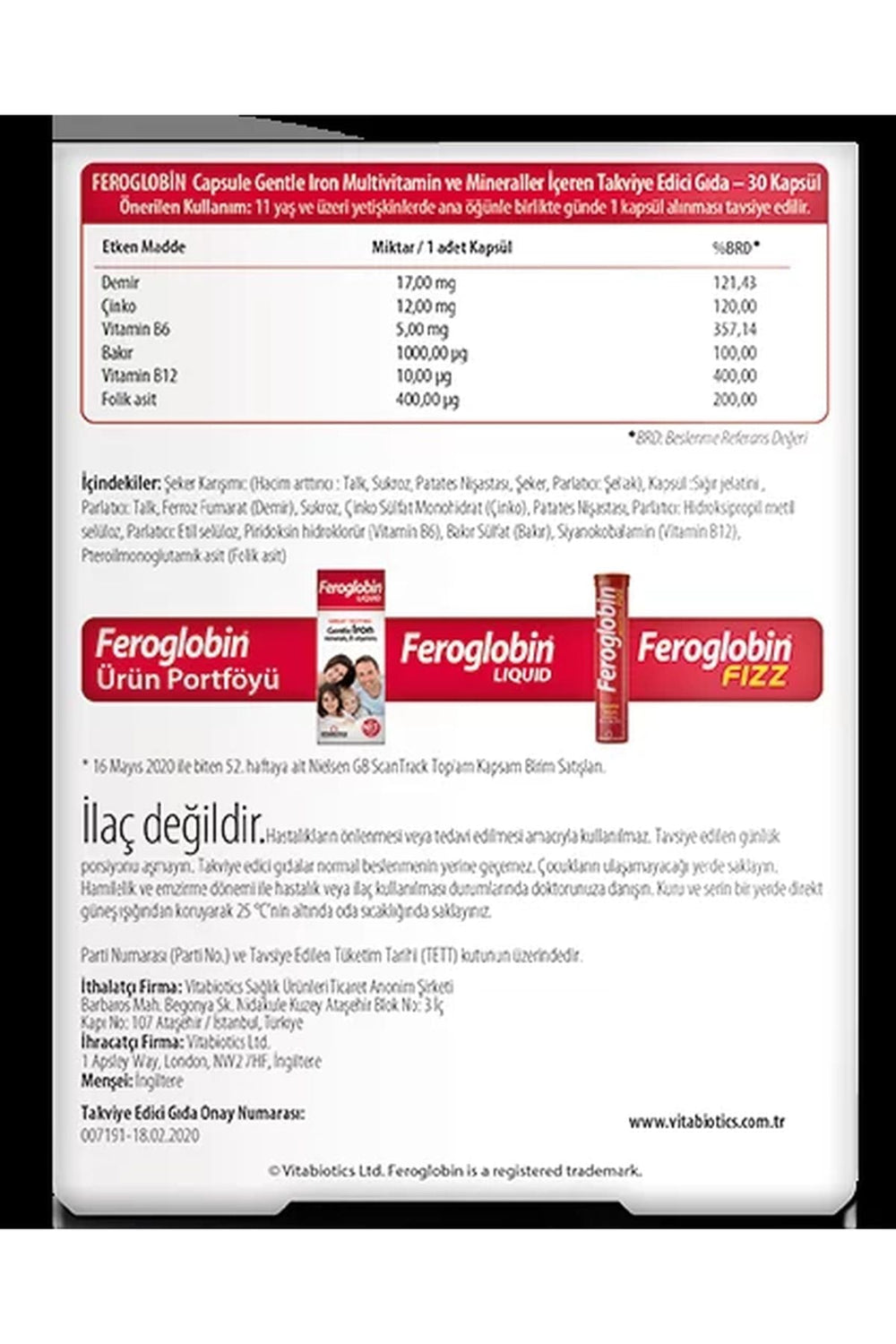 Vitabiotics Feroglobin 30 Kapsül