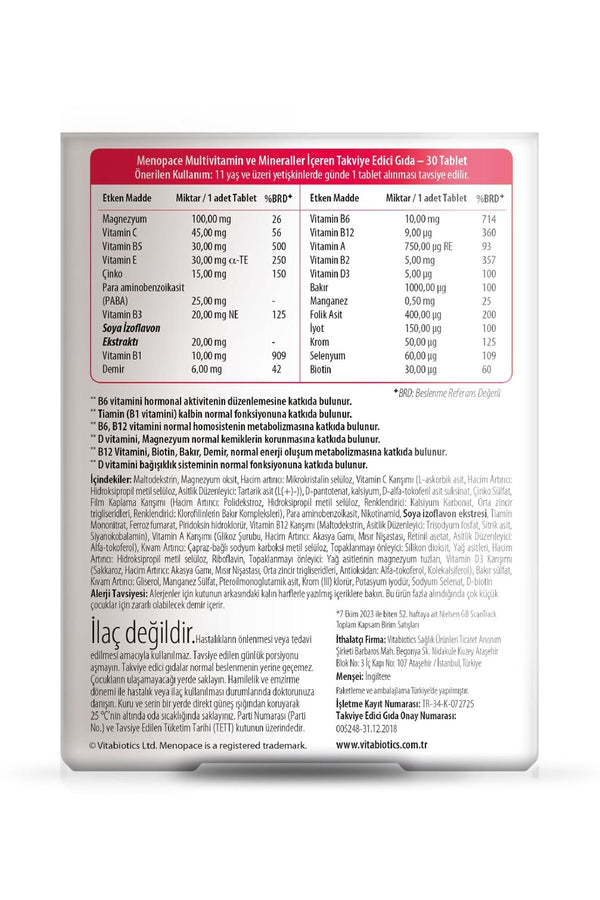 Vitabiotics Menopace Original 30 Tablet
