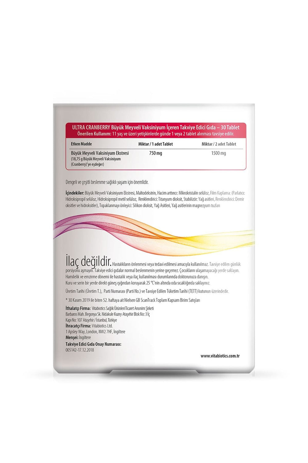 Vitabiotics Ultra Cranberry 750 mg 30 Tablet