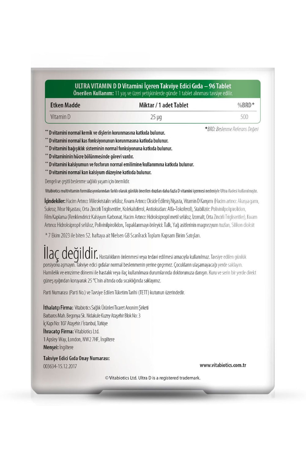 Vitabiotics Ultra Vitamin D 1000 IU 96 Tablet