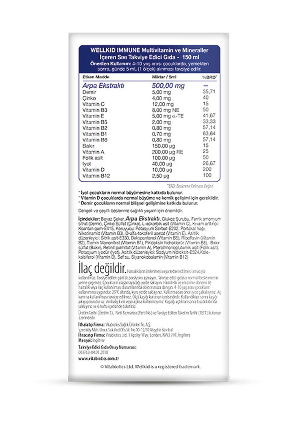 Vitabiotics Wellkid Immune Liquid 150 ml