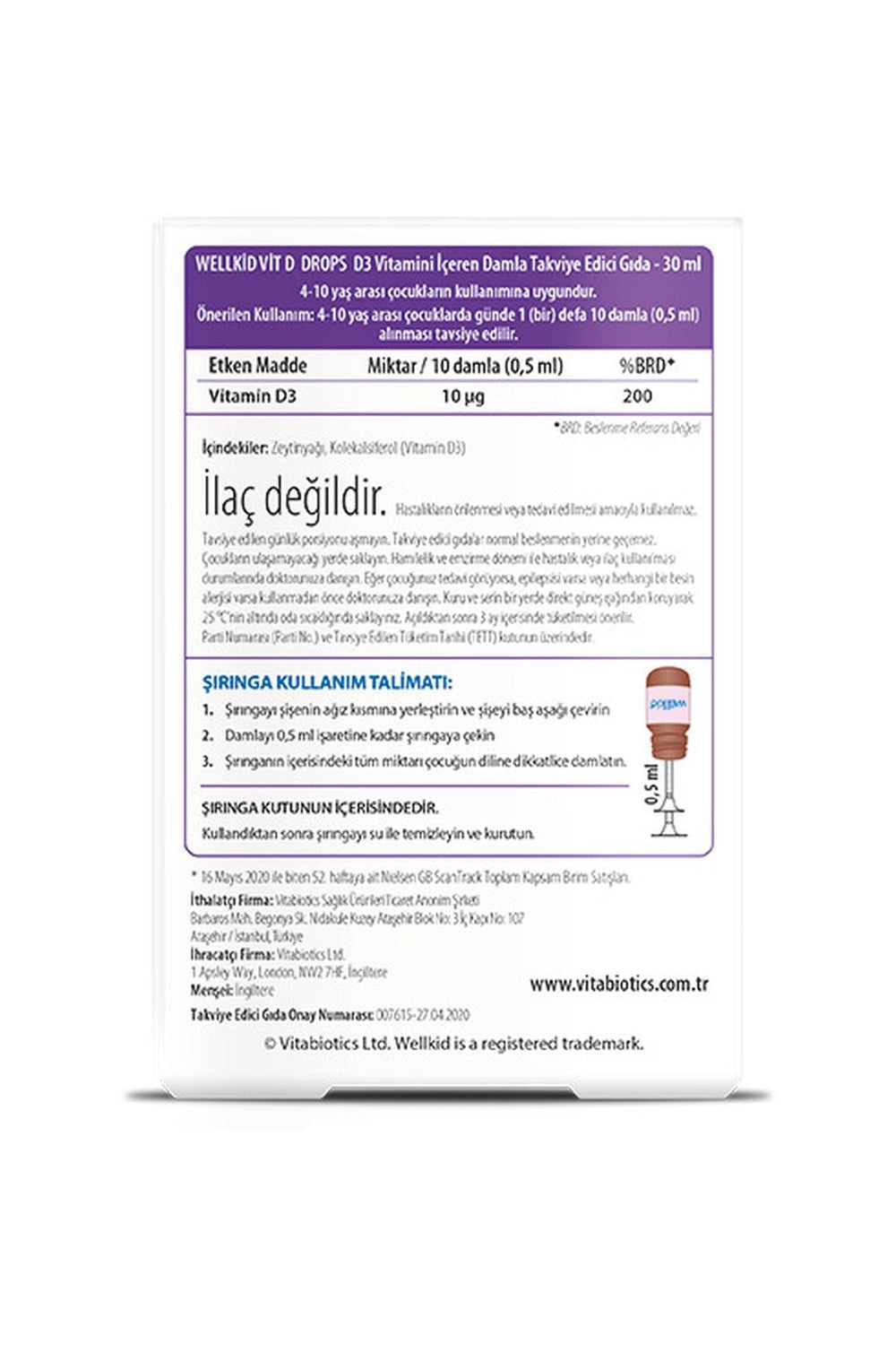 Vitabiotics Wellkid Vit D Drops 20 IU 30 ml